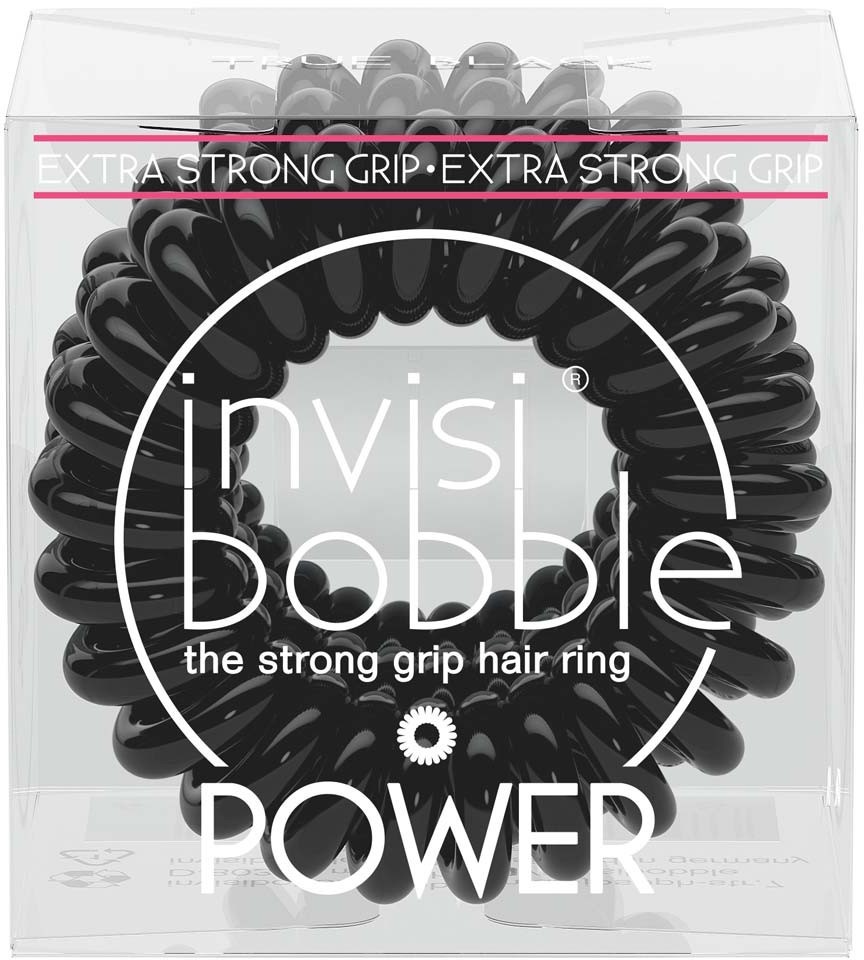 InvisiBobble POWER True black - intensywny czarny gumki do włosów 3 pack