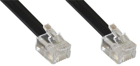 Intos - przewód przyłączeniowy RJ12 RJ12/wtyczka kabel przyłączeniowy do   RJ12/wtyk płaski, czarny 10.00 m