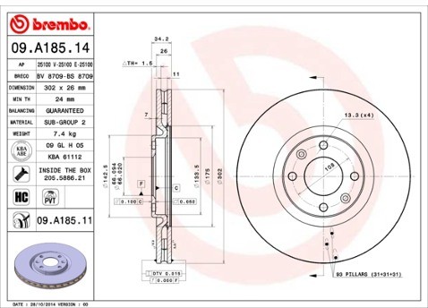 BREMBO 09.A185.11