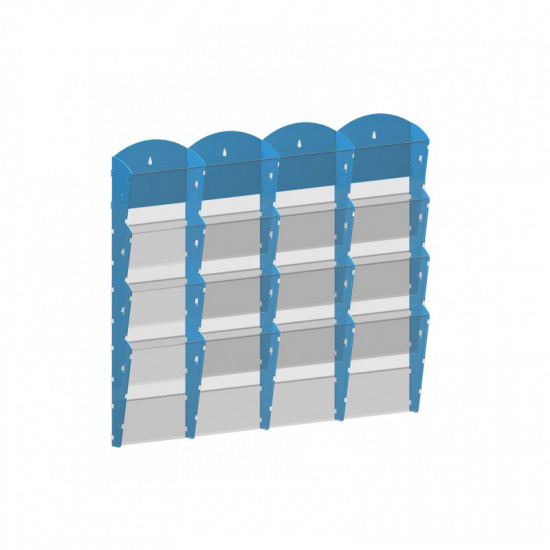 B2B Partner Plastikowy uchwyt ścienny na ulotki - 4x4 A4, niebieski 11102-modrá
