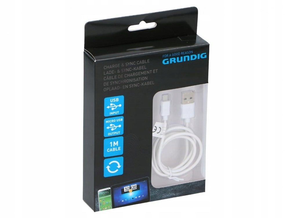 Kabel do ładowania Usb i microUSB 1m Biały