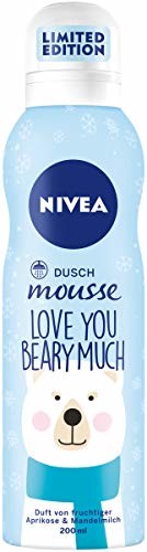 Nivea pod prysznic Mousse Love You Beary Much (200 ml), pielęgnacja pod prysznic o zapachu owocowej moreli i mleczka migdałowego, pianka pod prysznic dla jedwabistej skóry