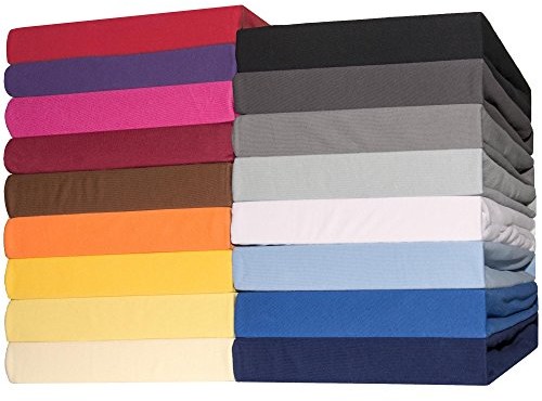 CelinaTex 0004548 Lucina prześcieradło z gumką do łóżek kontynentalnych, materiał jersey bawełna, różne wymiary i kolory, kremowo-żółty, 90x200 - 100x200 cm 4541