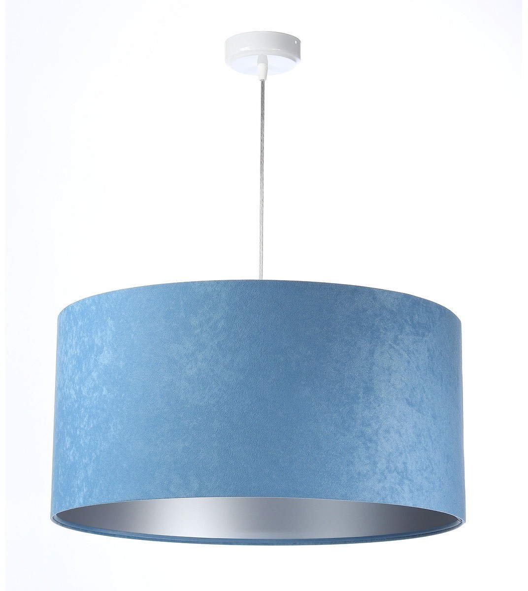 Koncept BPSKONCEPT Lampa wisząca welurowa niebieski srebrny tkanina pcv Angarika 40 BPS 010-093-40CM