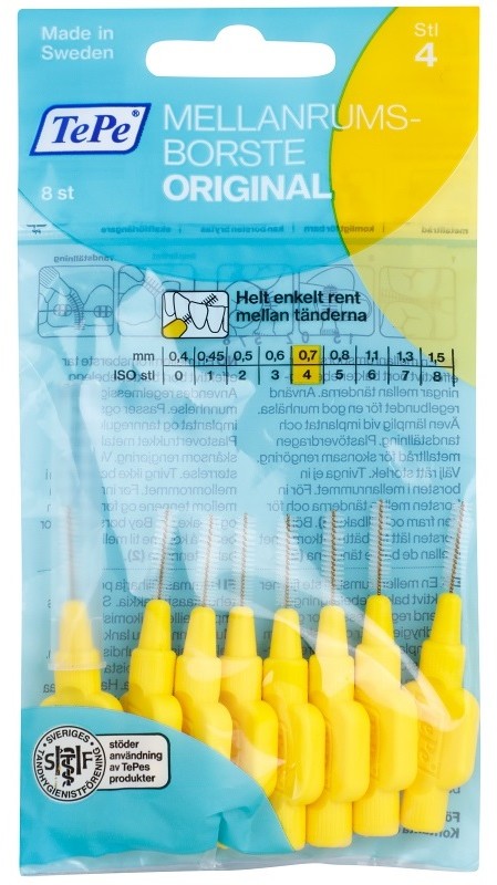 TePe oryginal szczoteczki do przestrzeni międzyzębowych 0,7mm 8szt. (żółte)