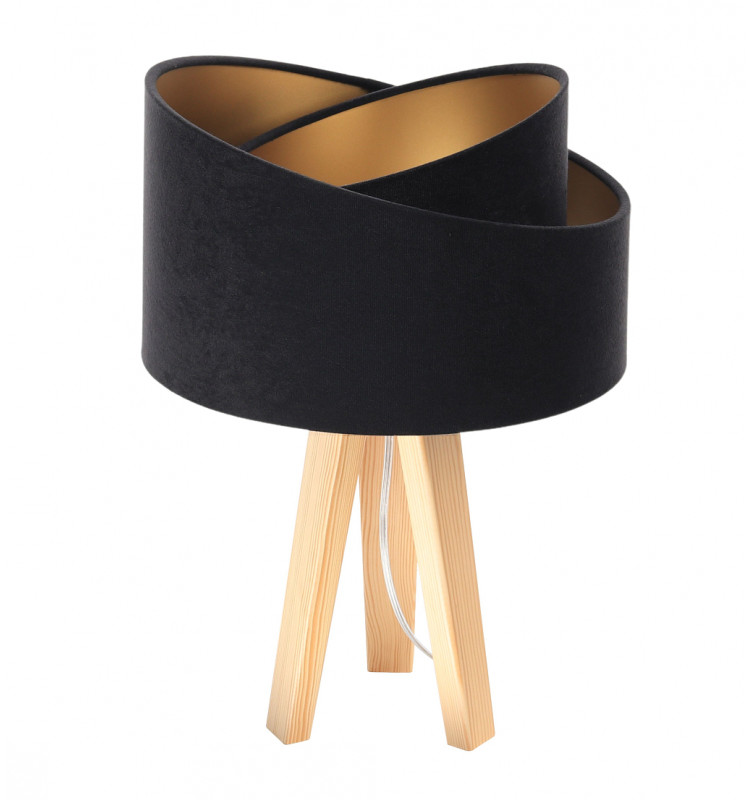 ImoLight Lampka stołowa mini-trójnóg sosnowy Awena Czarno-złota 060s-009