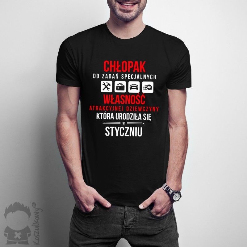Chłopak do zadań specjalnych - styczeń - męska koszulka z nadrukiem