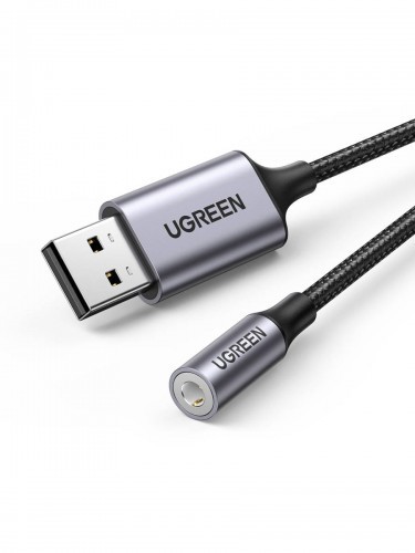 UGREEN Adapter audio CM477 USB do Mini Jack 3.5mm AUX szary)