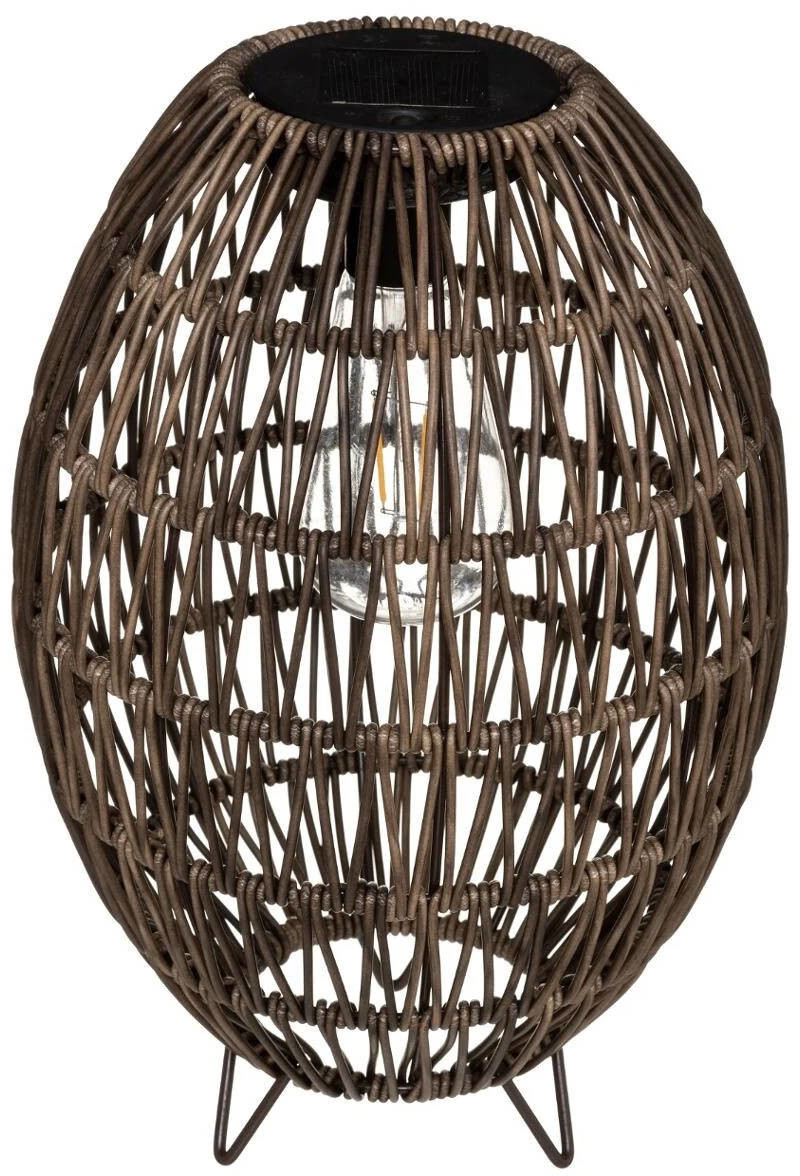 Lampion solarny z plecionym kloszem 21 cm brązowy 178901