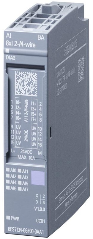 Siemens Simatic et 200sp analog input module ai 8xi 2-/4-wire basi 6ES7134-6GF00-0AA1