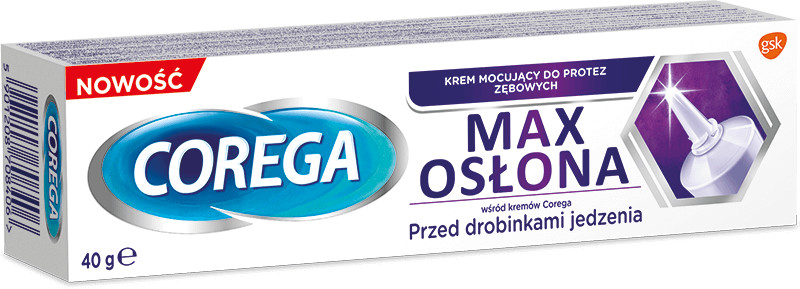 GlaxoSmithKline CONSUMER HEALTHCARE SP Z COREGA max osłona krem mocujący do protez zębowych 40 g 9086596