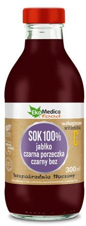 EKAMEDICA SP. Z O.O. S.K. EkaMedica Sok 100% jabłko czarna porzeczka czarny bez 300 ml 3544061