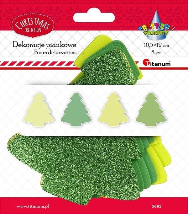 Titanum Piankowe choinki 106x119mm zielone mix 8szt.