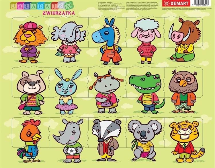 DEMART Puzzle ramkowe Zwierzątka