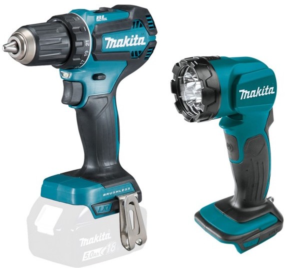 MAKITA akumulatorowy zestaw Combo DDF485 + DML815 18V Li-Ion 3x3,0 Ah [DLX2349J]