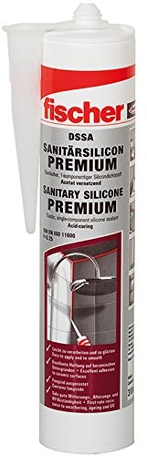FISCHER DSSA SAG silikon sanitarny premium do fug narożnych, ruchu i przyłączowych w obszarze sanitarnym i kuchennym, trwale elastyczny, szary sanitarny, 310 ml 1 sztuka nr art. 512209