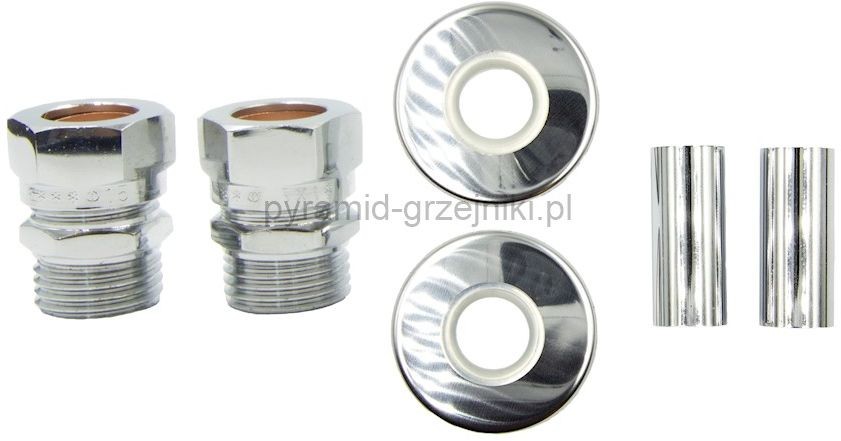 Vario Term Zestaw maskujący rozety+tuleje+złączki GZ1/2 Cu/Pex - chrom CU - instalacja miedziana ZMR1GZ1/2x1502