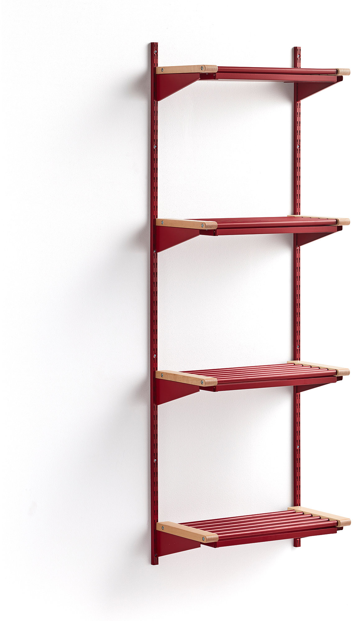 AJ Produkty Stojak na obuwie JEPPE, 4 półki, moduł podstawowy, 1790x600x310 mm, czerwony/brzoza