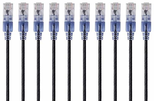 Monoprice - 115165 SlimRun Cat6A kabel krosowy Ethernet  snagless RJ45 UTP Pure Bare drut miedziany 10G 30AWG 3 m czarny opakowanie 10 szt