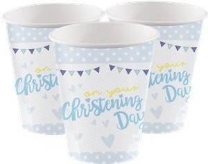 AMSCAN International 9901953 266 ml On Your christtening Day niebieski kubek tekturowy