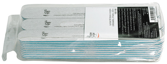 Peggy Sage Komplet 30 pilników do paznokci - duże 180/180, zebra - ( ref. 122171)