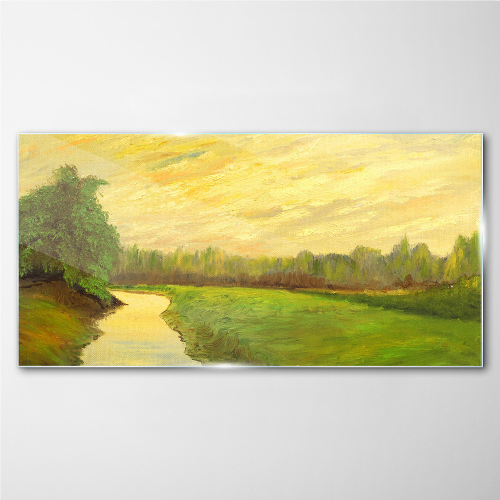 PL Coloray Obraz Szklany Malarstwo rzeka przyroda 120x60cm