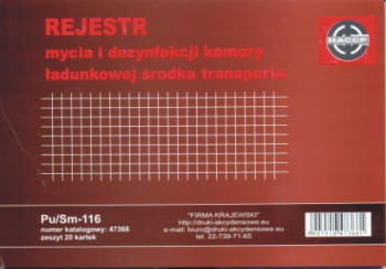 Firma krajewski Rejestr mycia i dezynfekcji komory ładunkowej pojazdu [Pu/Sm-116] Pu/Sm-116