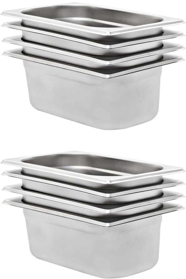 vidaXL vidaXL Tace gastronomiczne, 8 szt., GN 1/4 100 mm, stal nierdzewna