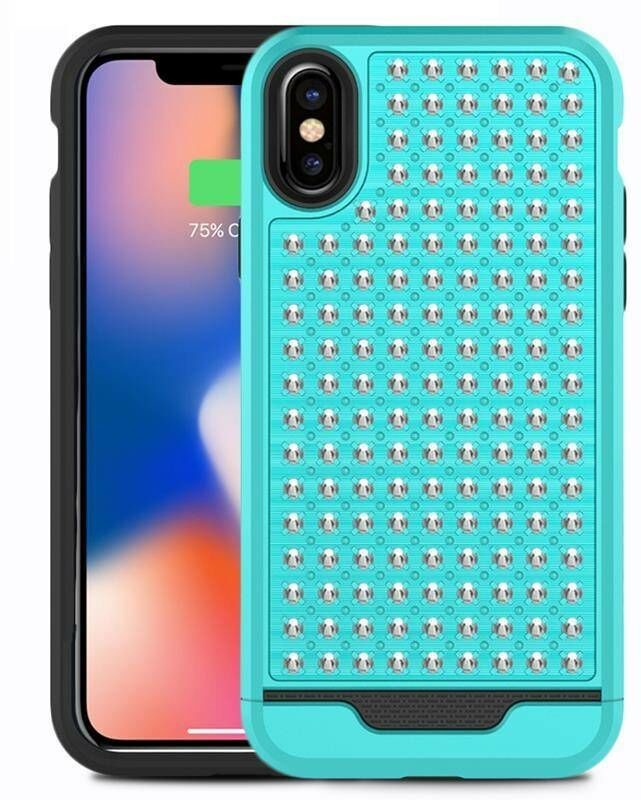 Zdjęcia - Etui Zizo Star Diamond Hybrid Cover -  iPhone X (Teal/Black)