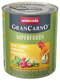Animonda GranCarno Superfoods Kurczak, Szpinak, Maliny, Pestki Dyni 800 g