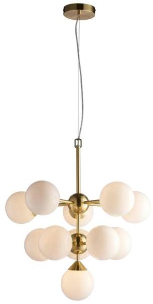 Endon Loftowa LAMPA wisząca OSCAR 76500 Endon szklana OPRAWA mondo ZWIS molekuły kule balls szczotkowany mosiądz białe 76500