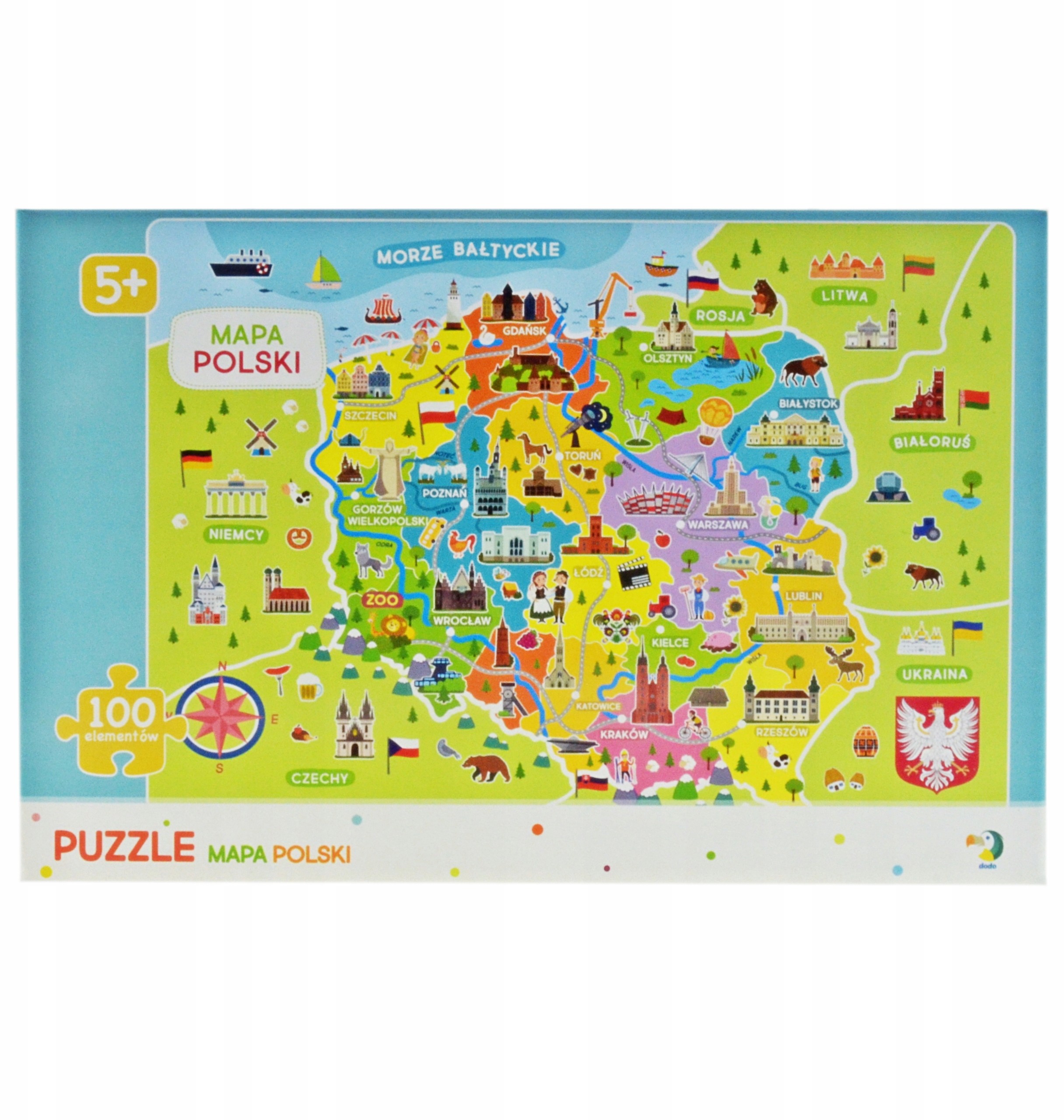 Puzzle 100 el . Mapa Polski 46 x 64 Dodo 0271