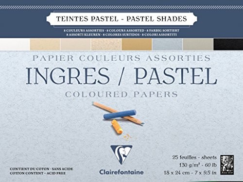 Clairefontaine Bloc Ingres firmy Pastel encolle 18 X 24 130 G teintes assorties 25 °F 96486C
