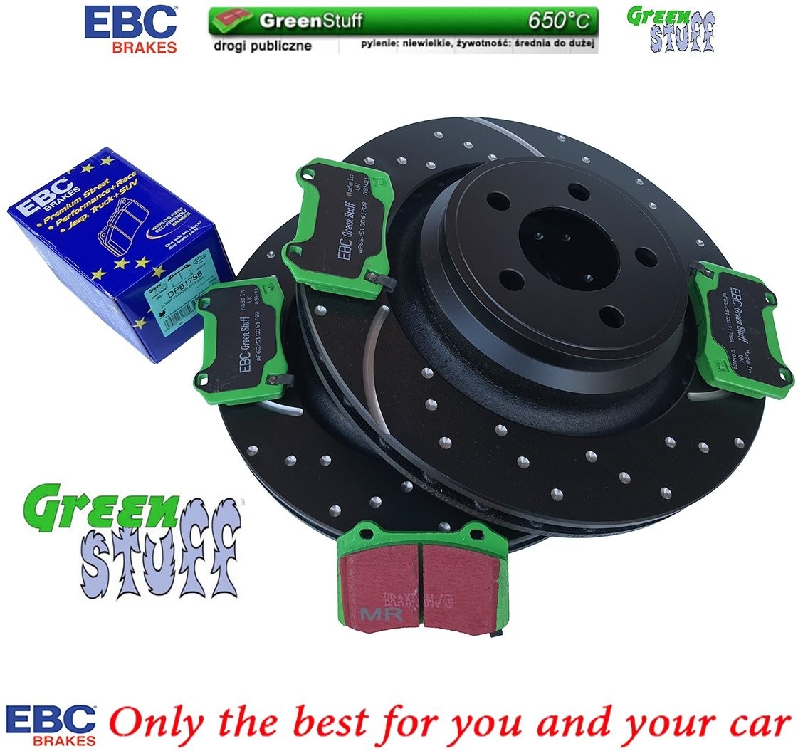 EBC Brakes Tylne klocki GreenStuff + NAWIERCANE NACINANE tarcze hamulcowe 350mm EBC seria GD Dodge Charger SRT Scat Pack Hellcat GD7366+DP61788