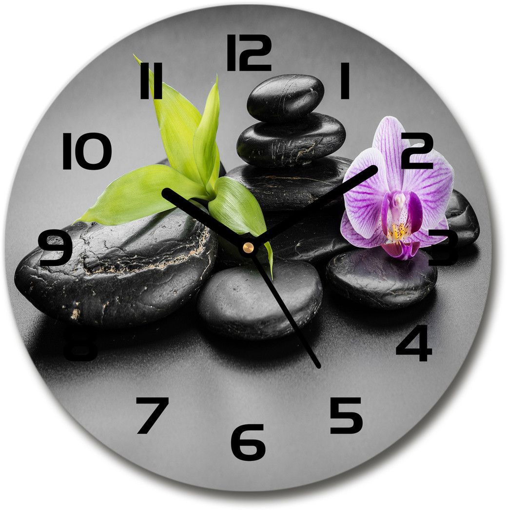 Zegar szklany okrągły Kamienie zen