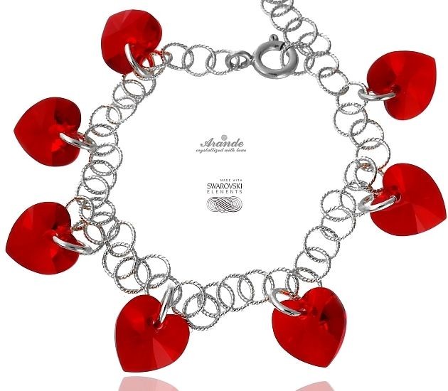 Swarovski Arande czerwona bransoletka SERCA SREBRO 4281231421