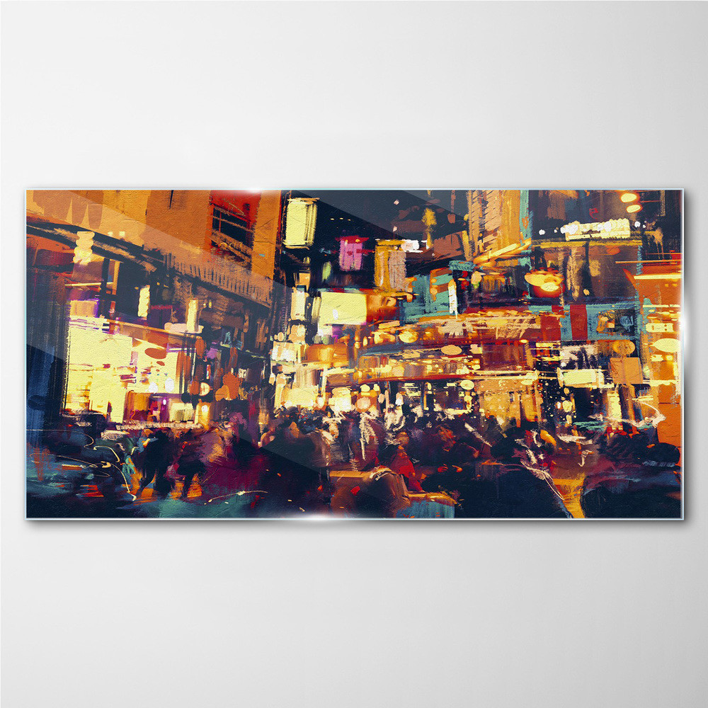 PL Coloray Obraz Szklany miasto noc światła 100x50cm