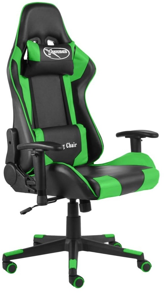 vidaXL Obrotowy fotel gamingowy, zielony, PVC 20493