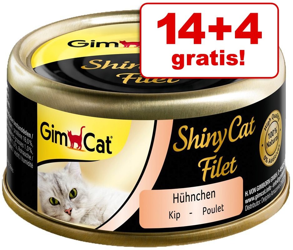 GimCat ShinyCat, w bulionie 6 x 70 g - Kurczak