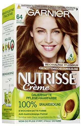 Garnier Nutrisse Creme Coloration jaśniejsze bursztyn 64, zabarwienie na włosy na stałe farba do włosów (z 3 naehrenden olejami) -częściowy Pack (3 X 1 sztuki) C46099