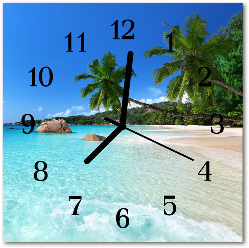 tulup pl Zegar szklany kwadratowy Plaża 30x30cm