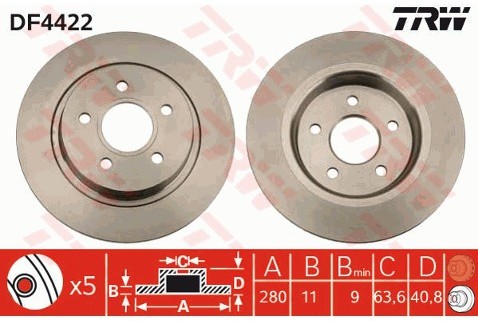 TRW Tarcza hamulcowa DF4422