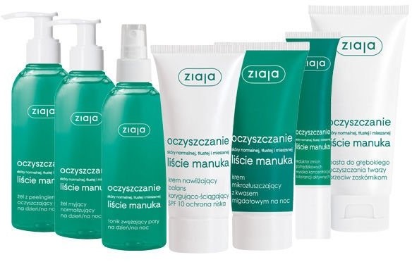 Ziaja zestaw oczyszczanie manuka cera tłusta 7szt
