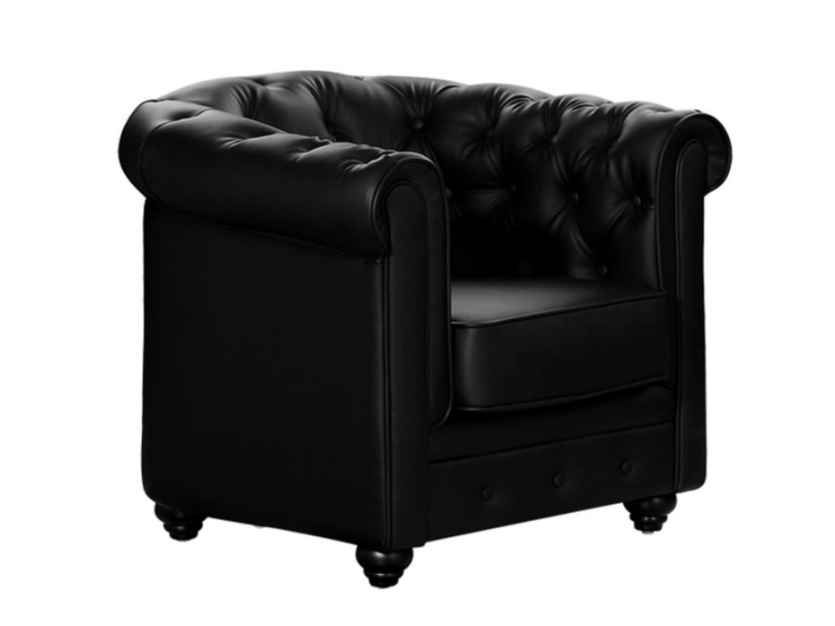Vente-Unique Fotel z materiału skóropodobnego CHESTERFIELD - Czarny
