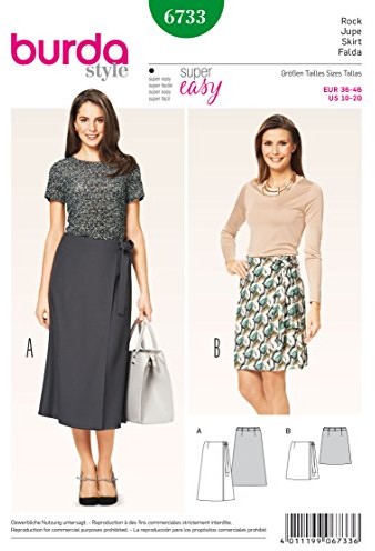 Burda burda 6733 wykrój spódnica kopertowa (damski, rozm. 36  46) Level 1 Super Easy B6733