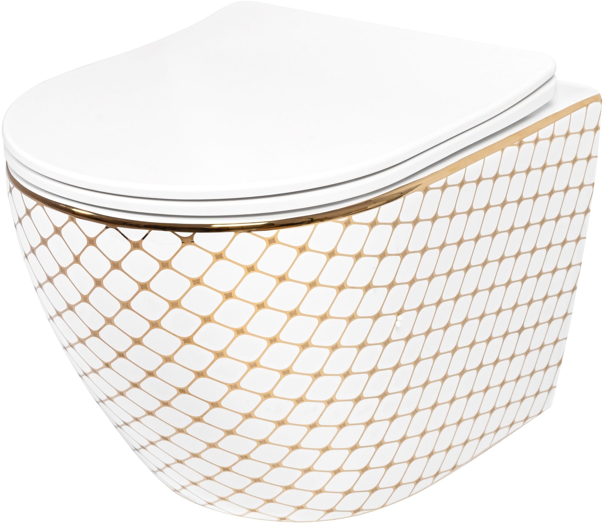 Rea Misa WC podwieszana Carlos Flat Diamond Gold C5100