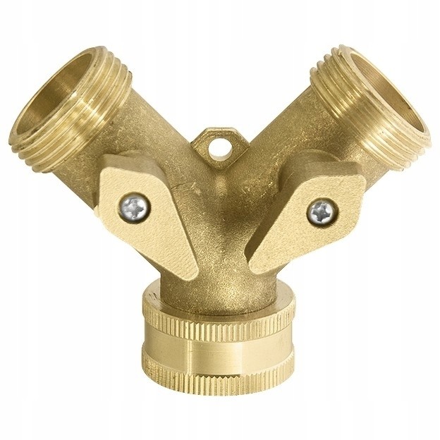 Trójnik węża ogrodowego z zaworami 3/4 cala