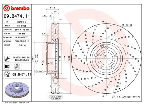 BREMBO Tarcza hamulcowa 09.B474.11