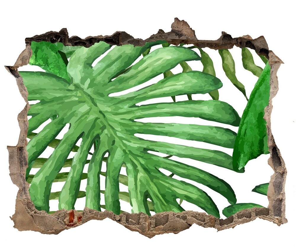 Wallmuralia.pl Okleina 3D dziura naklejka Tropikalne liście