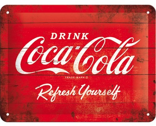 Nostalgic-Art 26173 blaszana tabliczka Coca-Cola, logo Red Refresh yourself,, 15 x 20 cm 26173